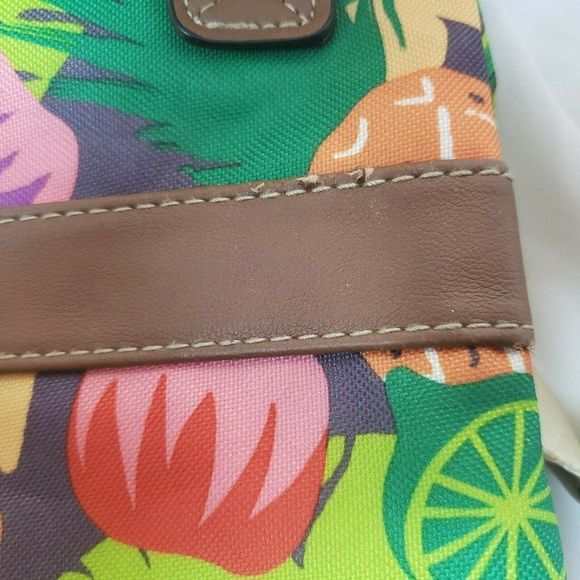 Lily Bloom Crossbody Bag Purse Tropical Fruit Multicolor Vegan Leather Trim - Picture 8 of 11